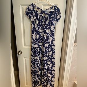 Anthropologie Maeve Blue & White floral Maxi Sundress Cap Sleeves Size 4 NWT